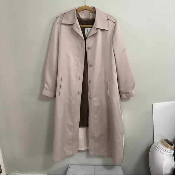 London Fog Vintage Tan Long Trench Coat Removable Lining Womens Large - Picture 5 of 10
